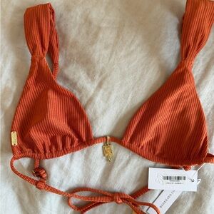Cyprus Top Ribbed Orange Bikini Top